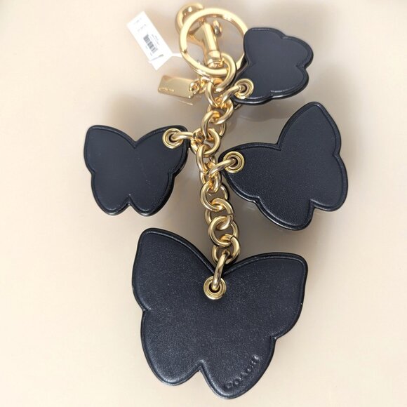 Coach $150 NWT Butterfly Cluster Bag Purse Charm C8224 Gold/Denim Multi - Picture 6 of 10